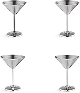 LOLPALONE Edelstahlgläser 4er Set, 226.8 g Metall Cocktailgläser, unzerbrechlich, hochglanzpoliert