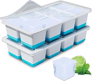 Eiswürfelform Groß, 2 Pack Große Eiswürfelbehälter mit Deckel, Leichtes Lösen, BPA-Freie Si…