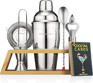 Mixology & Craft Cocktail Set 10tlg. mit Ständer – Edelstahl Cocktail Shaker, Bar Zubehör, Rezepte