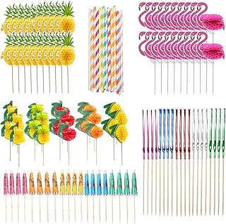 120 Stück Cocktail Deko, Wiederverwendbar Cocktail Zubehör, Cocktail Schirmchen, Feuerwerk Stic…
