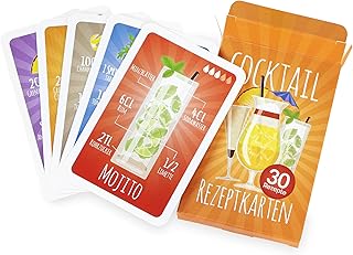 Cocktail Rezepte auf Karten: 30 Cocktailrezepte und Erklärungen in Faltschachtel, Rezepte auf de…