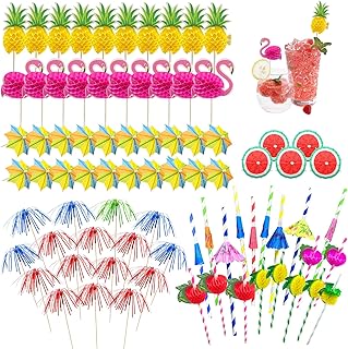 80 Stück Cocktail deko,Cocktail schirmchen,Cocktail strohhalme für Für Sommerparty Hochzeit Em…