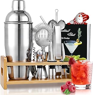 Cocktail Shaker Set, 750ml Edelstahl Shaker Set, 15 Teiliges Professionelles Cocktail Mix Set, Ba…