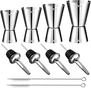 Mexgcom 4 Stück Cocktail Messbecher, Edelstahl Barmaß, 3cl/4cl/5cl/6cl Doppelmaß Jigger mit 4 …
