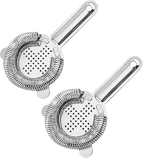 Xiciki 2 Pcs Edelstahl Cocktail Barsieb, Cocktail Siebe, Cocktail Zubehör, Barkeeper Set,Profess…