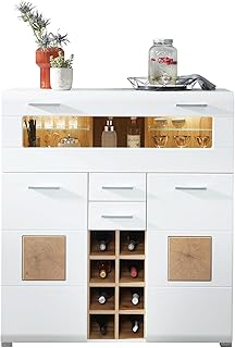 10A1WW22 Fun Plus Weiß/Eiche Altholz Nb. Barschrank Bar Kommode Theke Sideboard Getränke ca. 12…