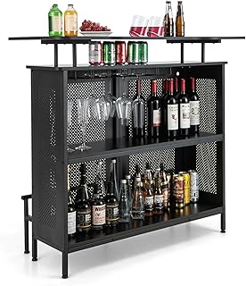 COSTWAY Bartisch Küche, Küchentheke mit Stauraum und Fußstütze, Theke Bar mit Metallrahmen, v…