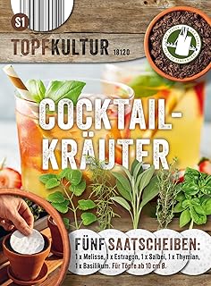 Saatscheiben Cocktail-Kräuter, 5 Stk, 8 cm Durchmesser, 10g, Anzucht Samen-Set auf der Fensterba…