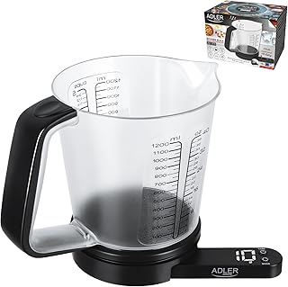 ADLER Küchenwaage mit Messbecher, 5kg Kapazität, weißes LED-Display