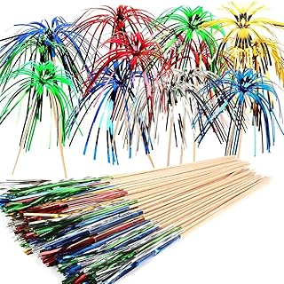 ALINK 100 Stück Cocktailspieße Cocktail Picks Feuerwerk Sticks, Feuerwerk Sticks Cocktail Deko …