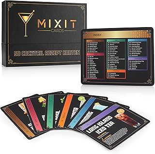 MIXIT Cocktail Rezept Karten Set | 50 Beliebte Deutsche Cocktails mit Illustrationen, Zutaten & G…