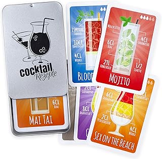 Chroma Products Cocktail Rezepte auf Karten: 30 Cocktailrezepte und Erklärungen im Set mit Metal…