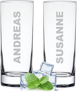 polar-effekt Wasser Trinkglas 2er-Set 485 ml mit personalisierter Gravur – spülmaschinenfestes G…