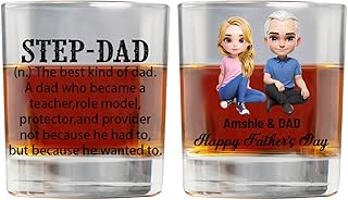 Personalisiertes Whiskyglas für Vater und Tochter, Porträt, personalisierbar, Vatertags-Whiskey…