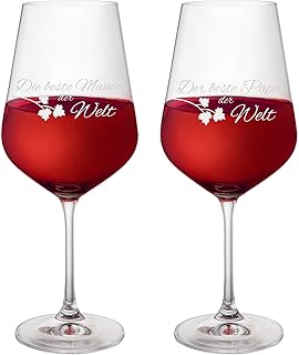 AMAVEL Rotweingläser, Weingläser 2er Set, Gläser mit Gravur für Mama und Papa, Wein Geschenk …