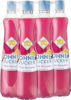 YO Sirup Pink Paradise (6 x 700 ml) Fruchtsirup, ohne Zucker, Drachenfrucht-Maracuja-Geschmack, n…