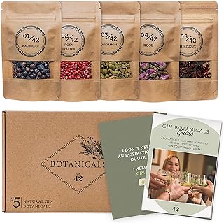 Gin Gewürze | 5 natürliche Gin Botanicals im Set | Für Gin Tonic, als Cocktail Zubehör und zu…