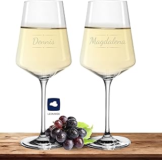 2X Leonardo Weißweinglas mit Namen oder Wunschtext graviert – PUCCINI – große 560ml Gläser – p…