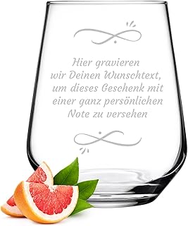polar-effekt Wasserglas 425 ml mit Gravur – spülmaschinenfestes Trinkglas – Glas für Saft, Wass…