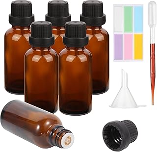 6Pcs Braunglasflasche 60ml Tropfflasche Apothekerflasche Tinktur Flaschen Inklusive Trichter, 3-m…