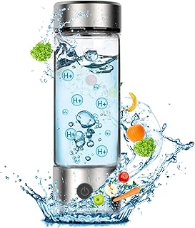 Wasserstoff Wasserflasche, 420ml Hydrogen Water Bottle mit SPE & PEM Technologie, Tragbare Glas W…