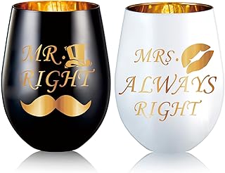 Mr Right Mrs Always Right Wine Glass, Hochzeitsgeschenke Für Brautpaar, Verlobungsgeschenk, Gesc…