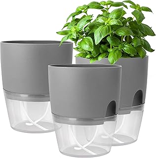 iDattel Kräutertopf Küche Set,Blumentopf Fensterbank selbstbewässernd-3er Set Kräutergarten f…