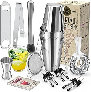 16pcs Cocktail Shaker, Coktailmixset, Cocktail Set Mit Einem Doppelten Jigger, Einer Eiszange, Co…