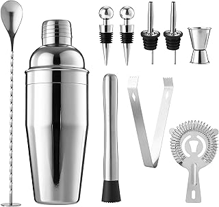 10 Stück Cocktail Shaker Set,750 ML Stainless Steel Cocktail Shaker Mixer,Professional Bartender…