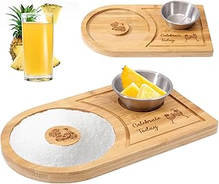 GLOBLELAND Margarita Salzrand Set Glasrand Aus Bambus Und Holz Mit Schale Zucker/Salzrand Für Br…