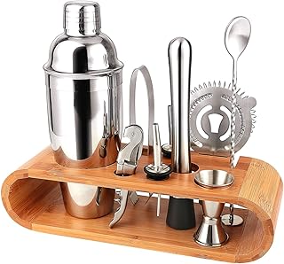 Barkeeper Set – Cocktail-Shaker Set Cocktail Zubehör 10-teiliges Bar Tool Set mit schlankem Bamb…