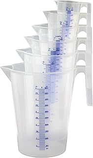 Messbecher-Set Profi Qualität 7-teilig 0,1/0,25/0,5/1/2/3/5 Liter, Bruchsicher, Hitzebeständig,…