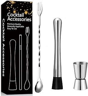 25,4 cm Edelstahl-Stößel Barwerkzeuge Stößel für Cocktails Set für Cocktaillöffel und Mess…
