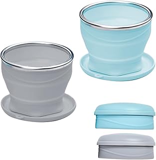2 Stück zusammenklappbare Kaffeebecher– 180ml Silikon Reisebecher mit Deckel Leichtes Camping-…