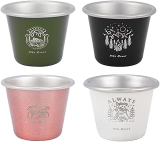 Set mit 4 Reise-Kaffeetassen, 40 ml, Edelstahl, Schnapsbecher, tragbare Mini-Weinbecher, Trinkgef…