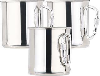 Semptec Urban Survival Technology Camping-Geschirr: 3er-Set leichte Edelstahl-Becher, klappbarer …
