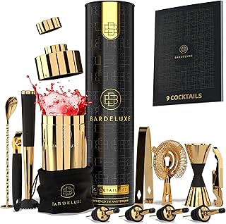 BarDeluxe® Cocktail Set 12-teilig, Barkeeper Set, Cocktail Mixer Set | 750ml Cocktailshaker Edel…