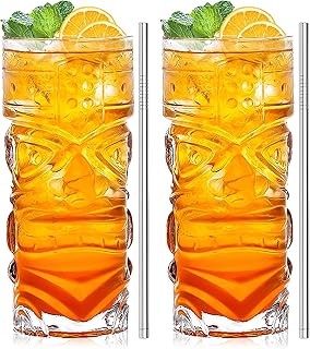 INFTYLE Clear Tiki Gläser Set von 2-14 oz Modern Bar Tiki Cocktail Gläser perfekt für exotisch…