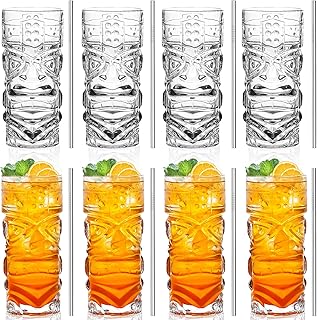 INFTYLE Klare Tiki-Gläser, Set mit 237 ml – 400 ml, moderne Bar-Tiki-Cocktailgläser, perfekt …