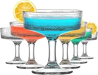 Vintage Coupé-Glas, 200 ml, geprägte Martini-Gläser, florale geriffelte Cocktailgläser, einzi…