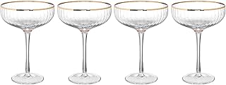 BUTLERS 4er Set Champagnerschalen mit Goldrand und Rillen 400ml Vintage Gläser – GOLDEN TWENTIES…