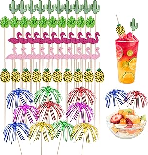 100 Stück Cocktailspieße, Cocktail Deko Spieße Fingerfood Obstspieße Partyspieße Wiederverwe…