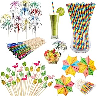 140 Stück Cocktail Deko, Cocktail Zubehör Deko, Cocktail Schirmchen, Cocktail Zubehör, Cocktai…