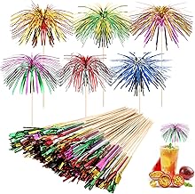 Abeillo 50 Stück Cocktail Picks, 23cm lang Cocktailspieße, Neue Doppelschicht mehrfarbig Cockta…