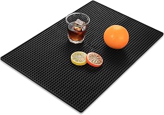 Barmatte, Bar Matte, Abtropfmatte Geschirr Schwarz, 45 x 30 cm Gummimatte Küche Service Matte Ru…