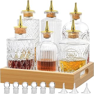 SuproBarware Bitters Flasche für Cocktail 6er Set Glasflasche mit Display Tablett Vantage Dekora…