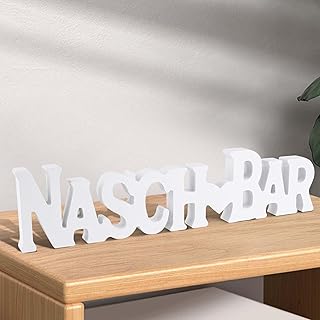 Funtery Candy Bar Schild, Candybar Zubehör, Weiß Candy Bar Deko, Holz Banner, Sweetsbar Tischde…