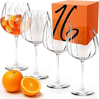 Moderne Aperol Spritz Gläser 4er Set | Große Cocktailgläser & Aperitifgläser | Hochwertiges K…