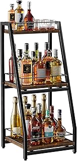 Nuovoware 3-Tier Abgestufte Liquor Cabinet Mini Bar, Weinregal Freistehend Boden für Whiskey, Ec…