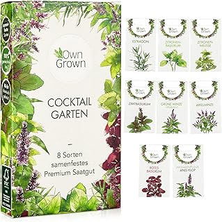 Cocktail Kräuter Samen Set von OwnGrown – 8 Sorten Samen für frische Kräuter Pflanzen auf Fens…